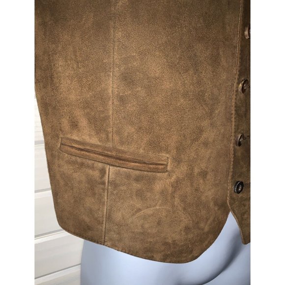 VTG Jack Henry Suede Brown Lined Vest Made In France Acrylic Knit Back VGUC - Picture 4 of 7